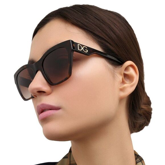 NEW D&G DG4384 502/13 Havana Brown Gradient Square Women Sunglasses - Picture 3 of 10